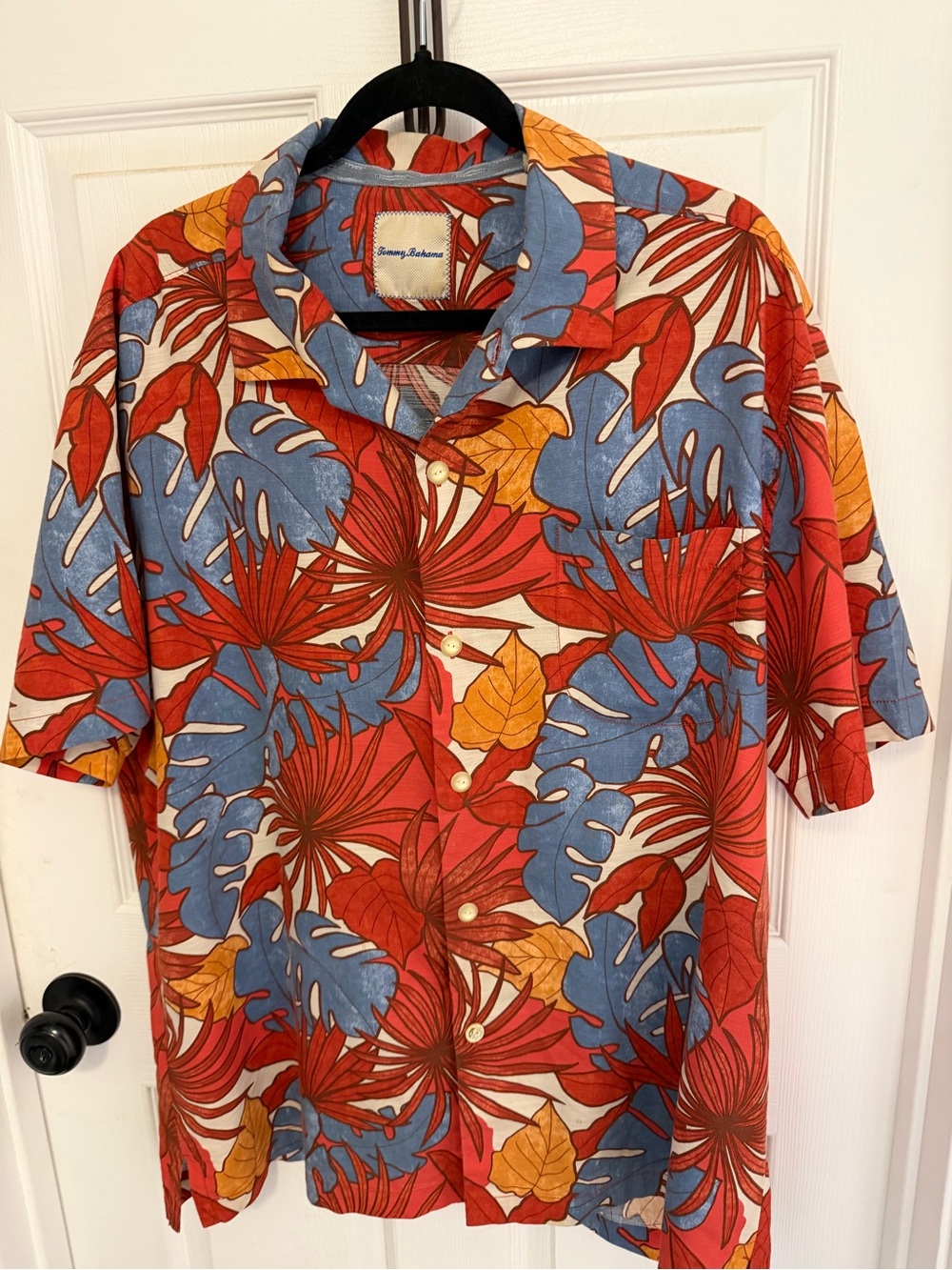 Tommy Bahama Red, Blue & Yellow Tropical Hawaiian Shirt